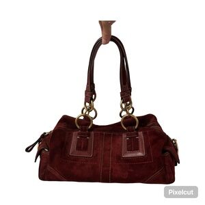 Coach Retro Burgundy Suede Shoulder Bag